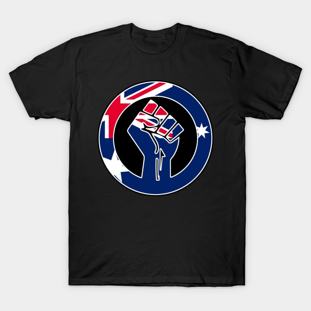 Black Lives Matter Fist Circled Flag Australia T-Shirt by aaallsmiles